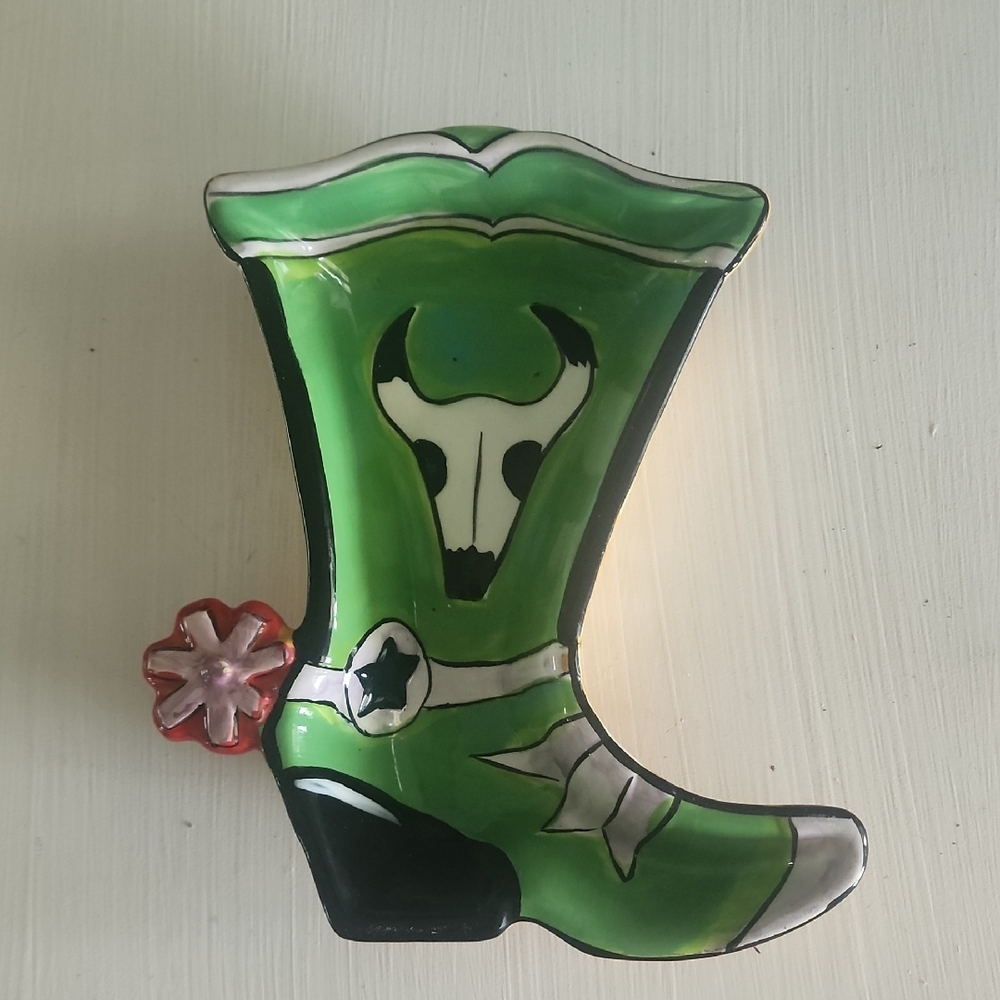 Vintage Clay Craft Tex Mex Ceramic Cowboy Boot Candy Dish